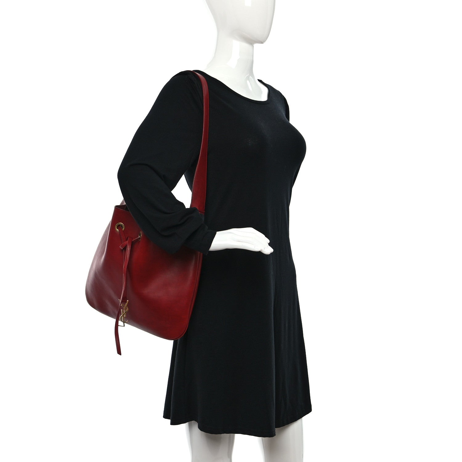 Saint Laurent Calfskin Medium Paris VII Flat Hobo Red 2 of 12
