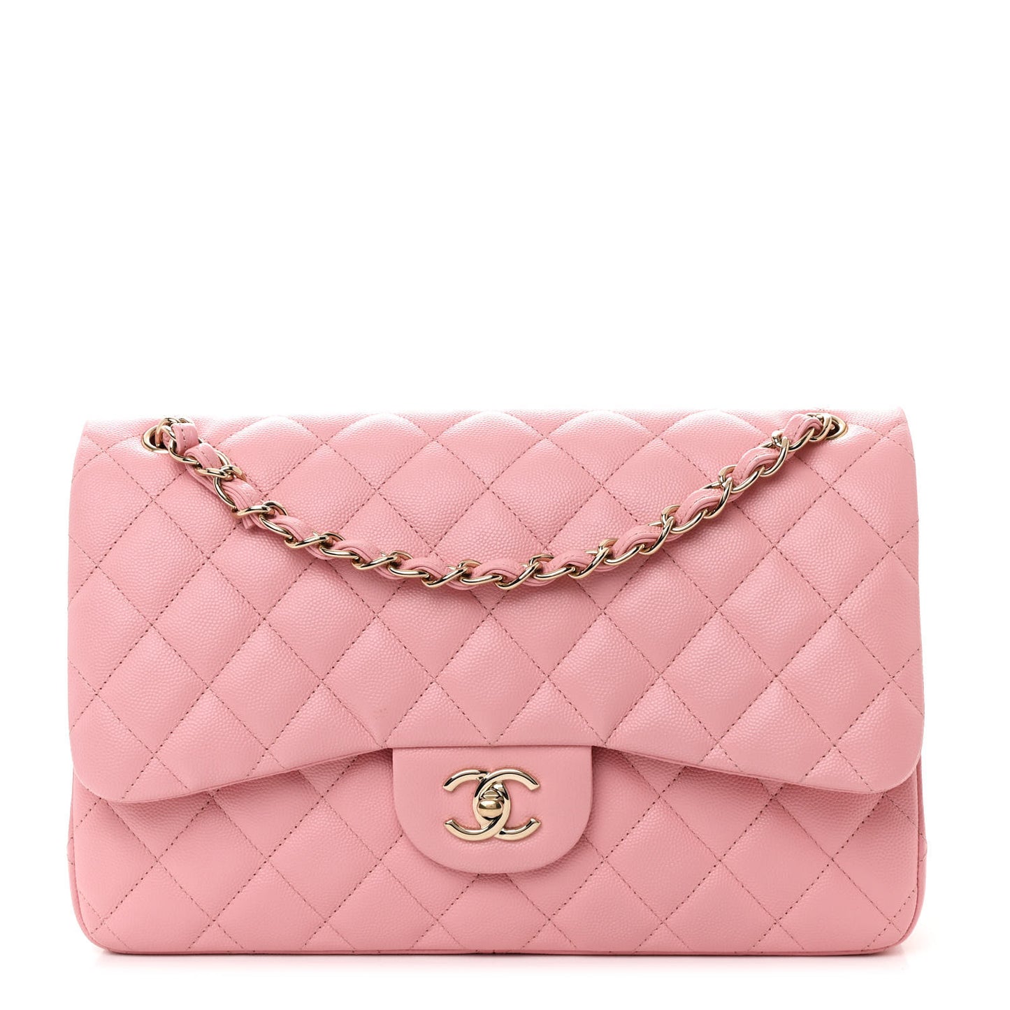 Caviar Quilted Jumbo Double Flap Pink