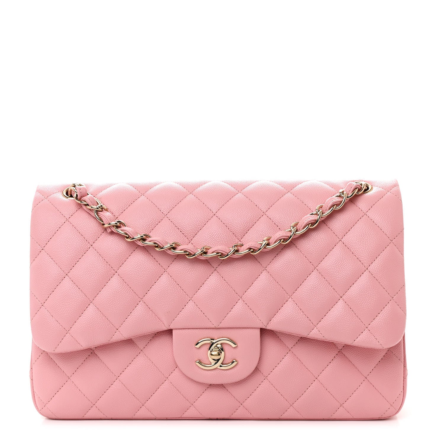 Chanel Caviar Quilted Jumbo Double Flap Pink 1 of 10