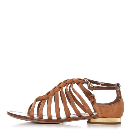 Louis Vuitton Suede Caged Flat Sandals 38.5 Tan 1 of 13