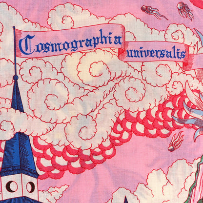 Hermes Cashmere Silk Cosmographia Universalis Shawl 140 Rose White Bleu 5 of 5