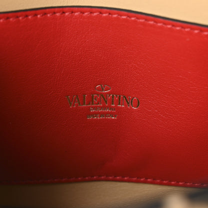 Valentino Garavani Calfskin Canvas Leopard Print Medium Rockstud Flip Lock Crossbody Bag Tan 6 of 9