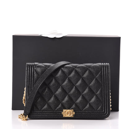 Chanel Caviar Quilted Boy Wallet On Chain WOC Black 15 of 15