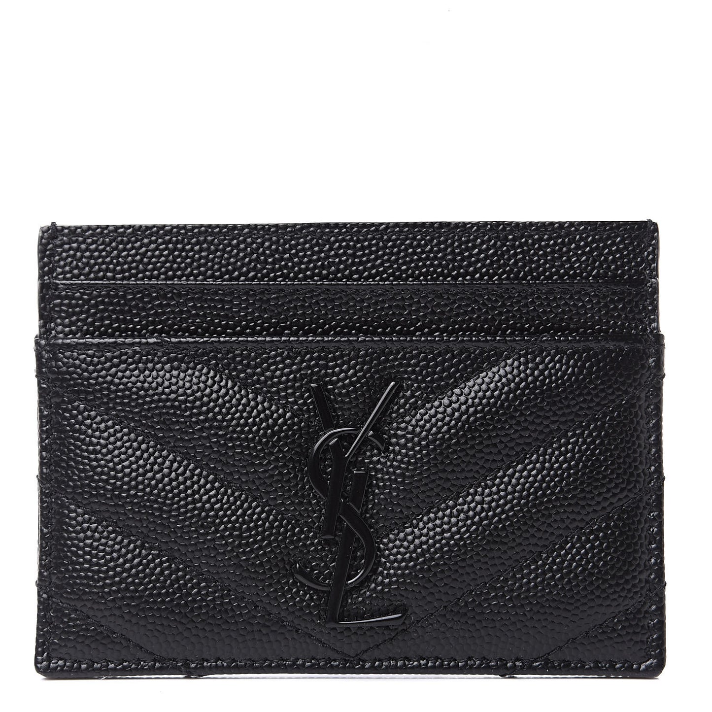 Grain De Poudre Matelasse Chevron Monogram Credit Card Case Black