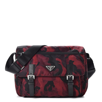 Prada Tessuto Nylon Camouflage Messenger Bag Bordeaux 1 of 12