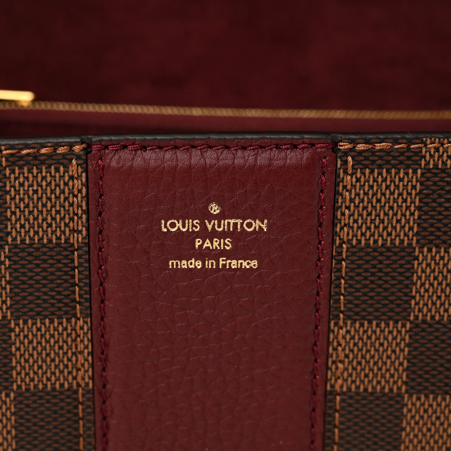 Damier Ebene Cuir Taurillon Wight Bordeaux