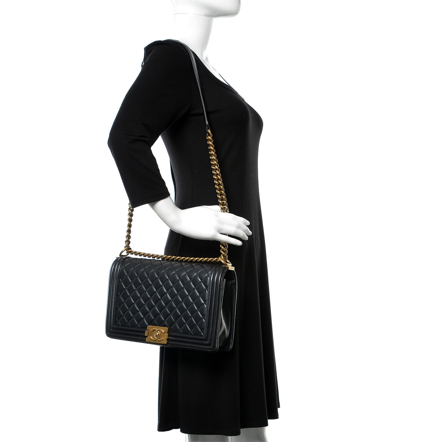 Metallic Lambskin Quilted New Medium Boy Flap Black