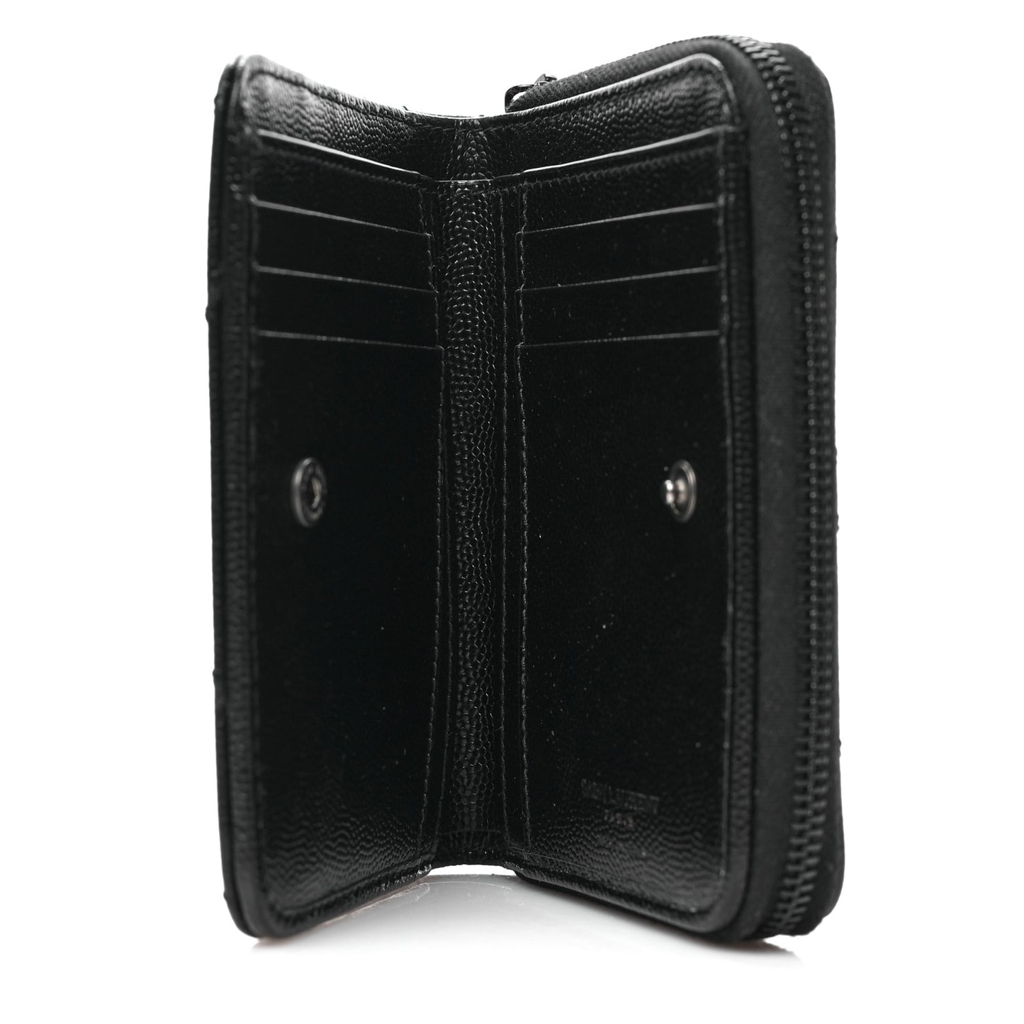Grain De Poudre Matelasse Chevron Monogram Monochrome Compact Zip Around Wallet Black