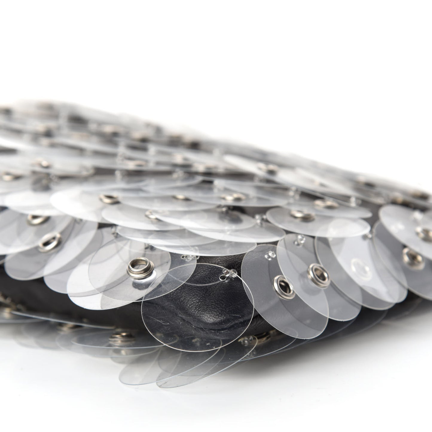 Calfskin Chained Sequin Crossbody Black Transparent