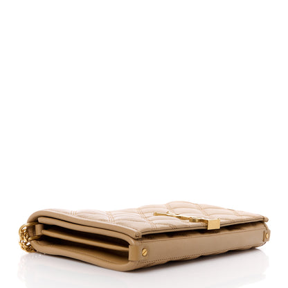 Saint Laurent Lambskin Diamond Quilted Becky Chain Wallet Natural Tan 4 of 13