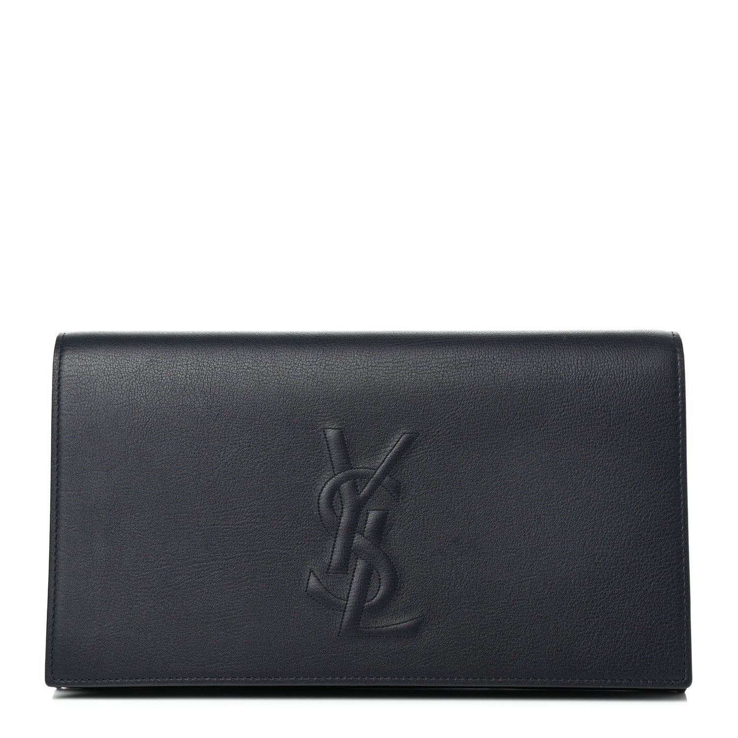 Saint Laurent Calfskin Monogram Large Belle De Jour Clutch Navy 1 of 8