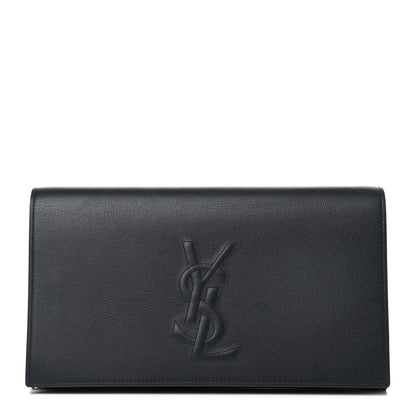 Saint Laurent Calfskin Monogram Large Belle De Jour Clutch Navy 1 of 8
