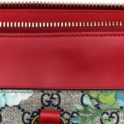 Gucci GG Supreme Monogram Blooms Medium Zip Top Tote Beige Blue Navy Hibiscus Red 17 of 22