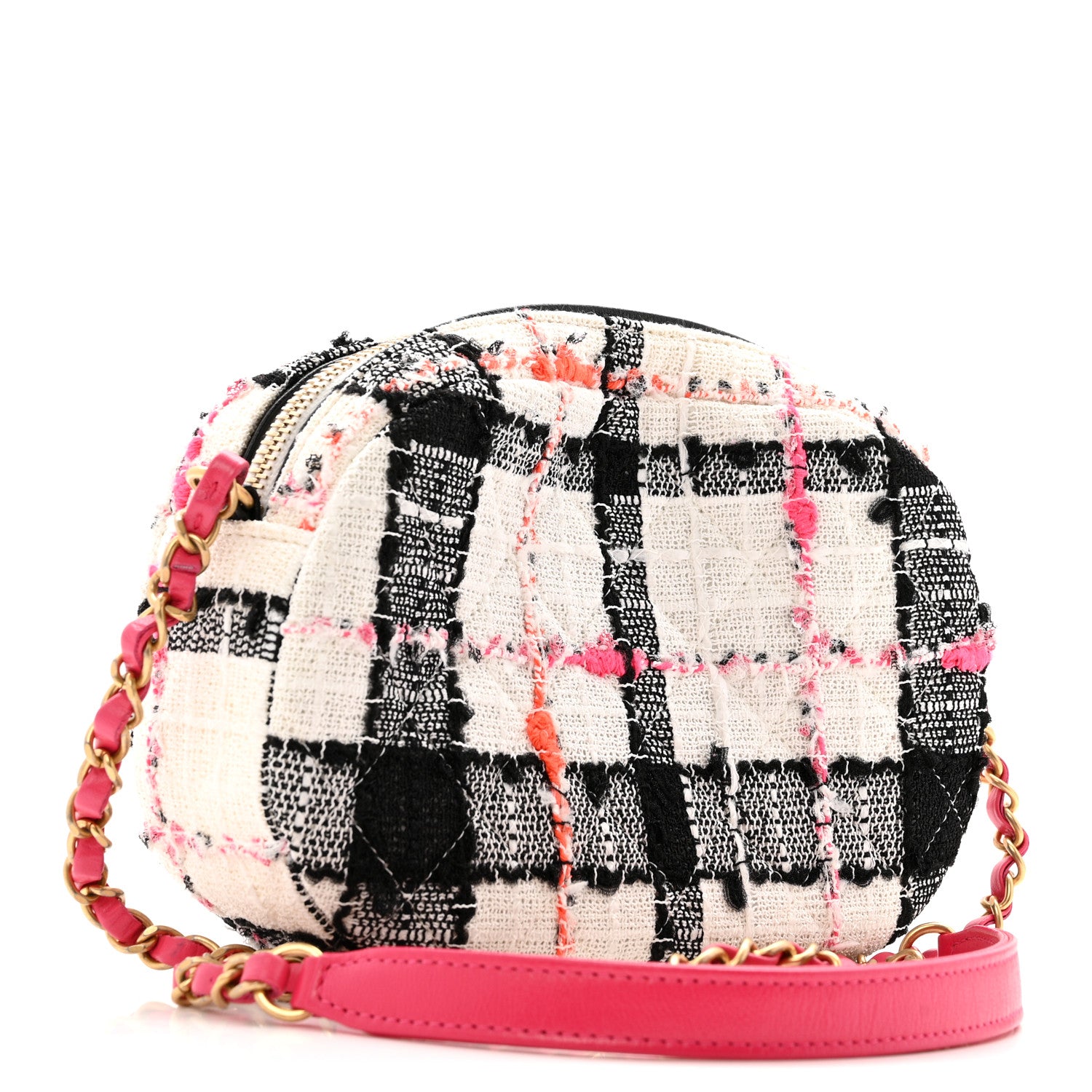 Chanel Tweed Lambskin Quilted Coco Midnight Camera Case White Black Multicolor 3 of 12
