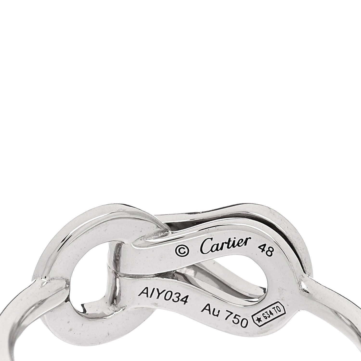 Cartier 18K White Gold Diamond Agrafe Ring 48 4.5 4 of 5