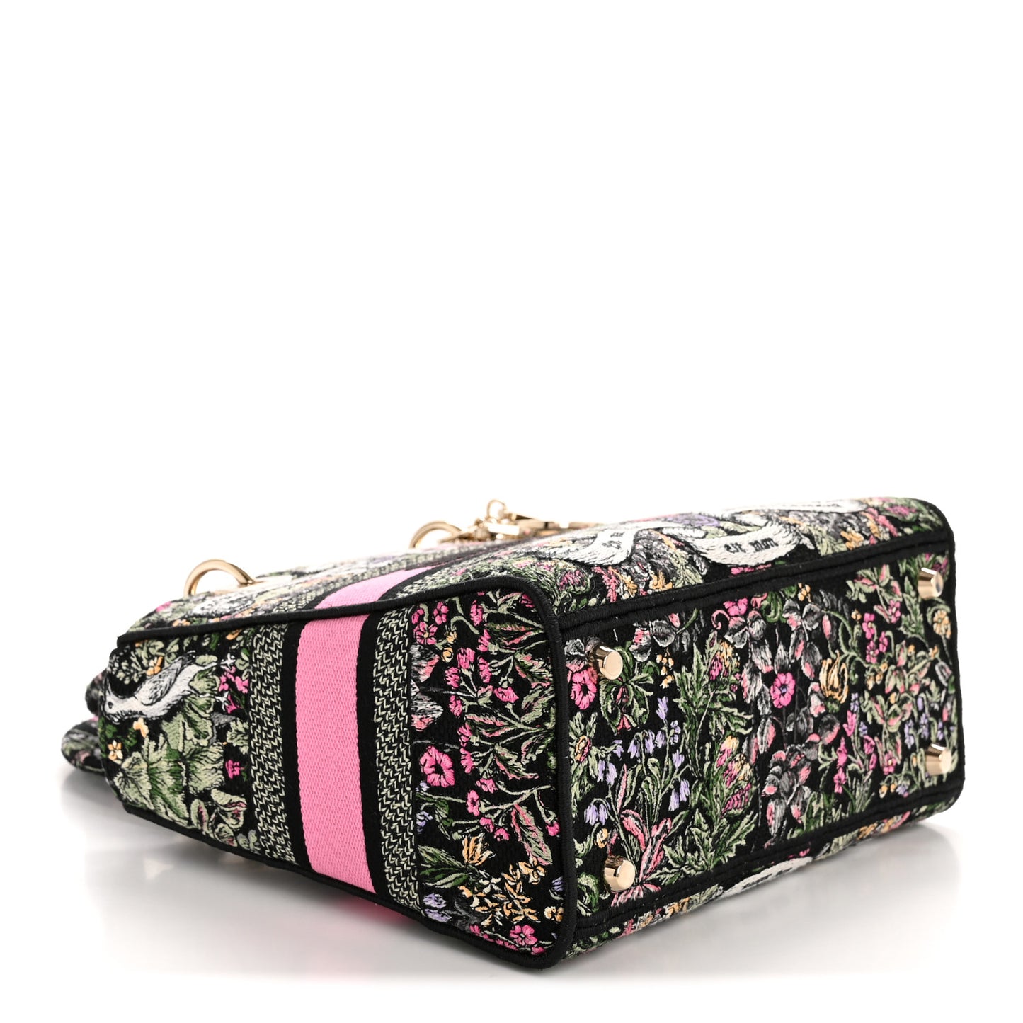 Canvas Around the World Embroidered Medium Lady D-Lite Black Pastel Pink