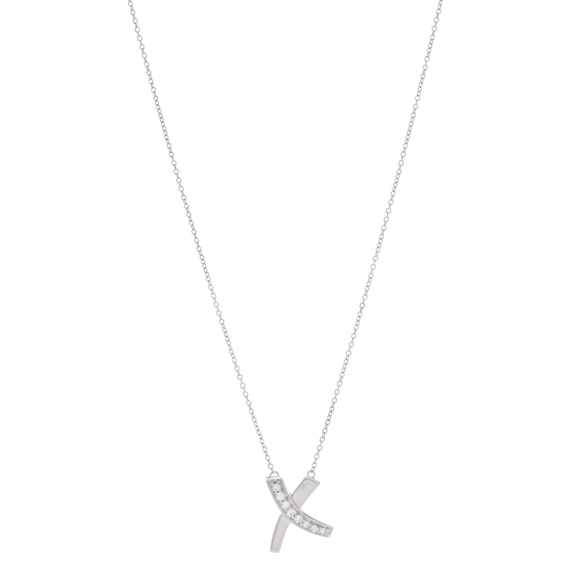 18K White Gold Diamond Paloma Picasso Small Signature X Pendant Necklace