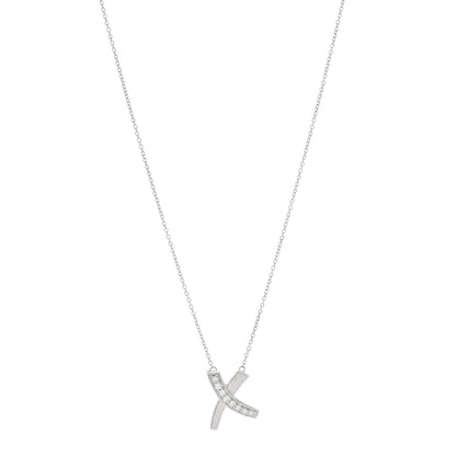 Tiffany 18K White Gold Diamond Paloma Picasso Small Signature X Pendant Necklace 1 of 5