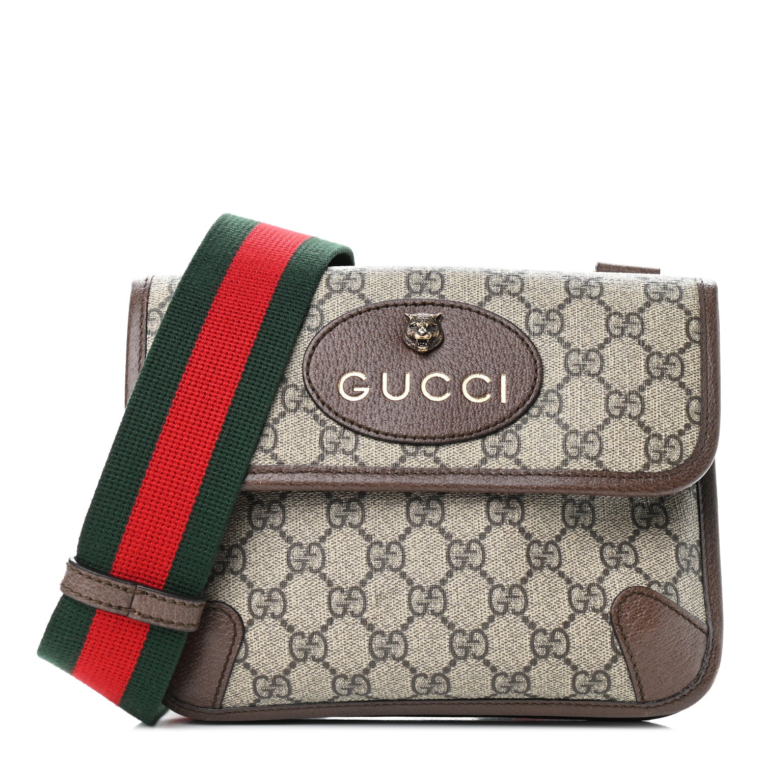 Gucci GG Supreme Monogram Web Small Neo Vintage Double Flap Messenger Bag Beige New Acero 1 of 11