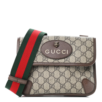 Gucci GG Supreme Monogram Web Small Neo Vintage Double Flap Messenger Bag Beige New Acero 1 of 11