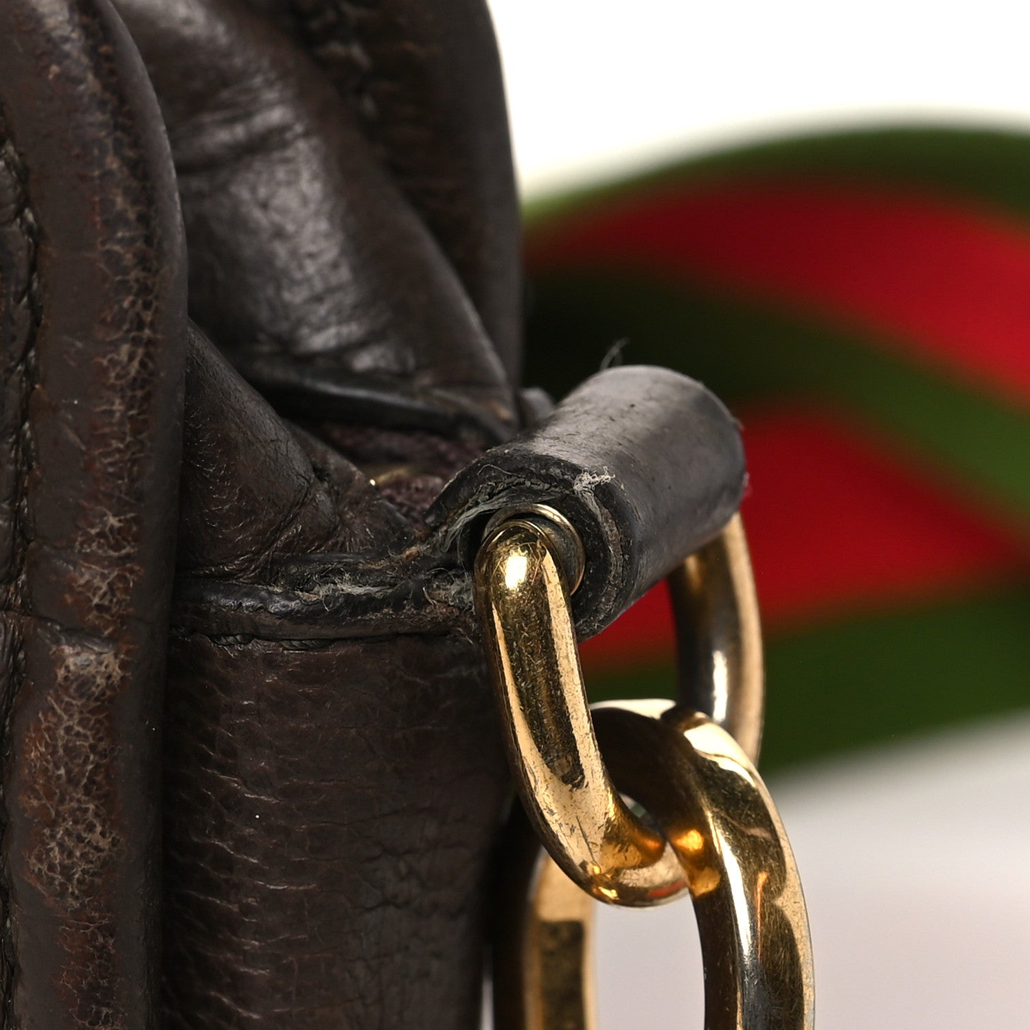 Gucci Monogram Jumbo GG Textured Dollar Calfskin Web Mini Crossbody Bag Camel Ebony New Acero 12 of 13