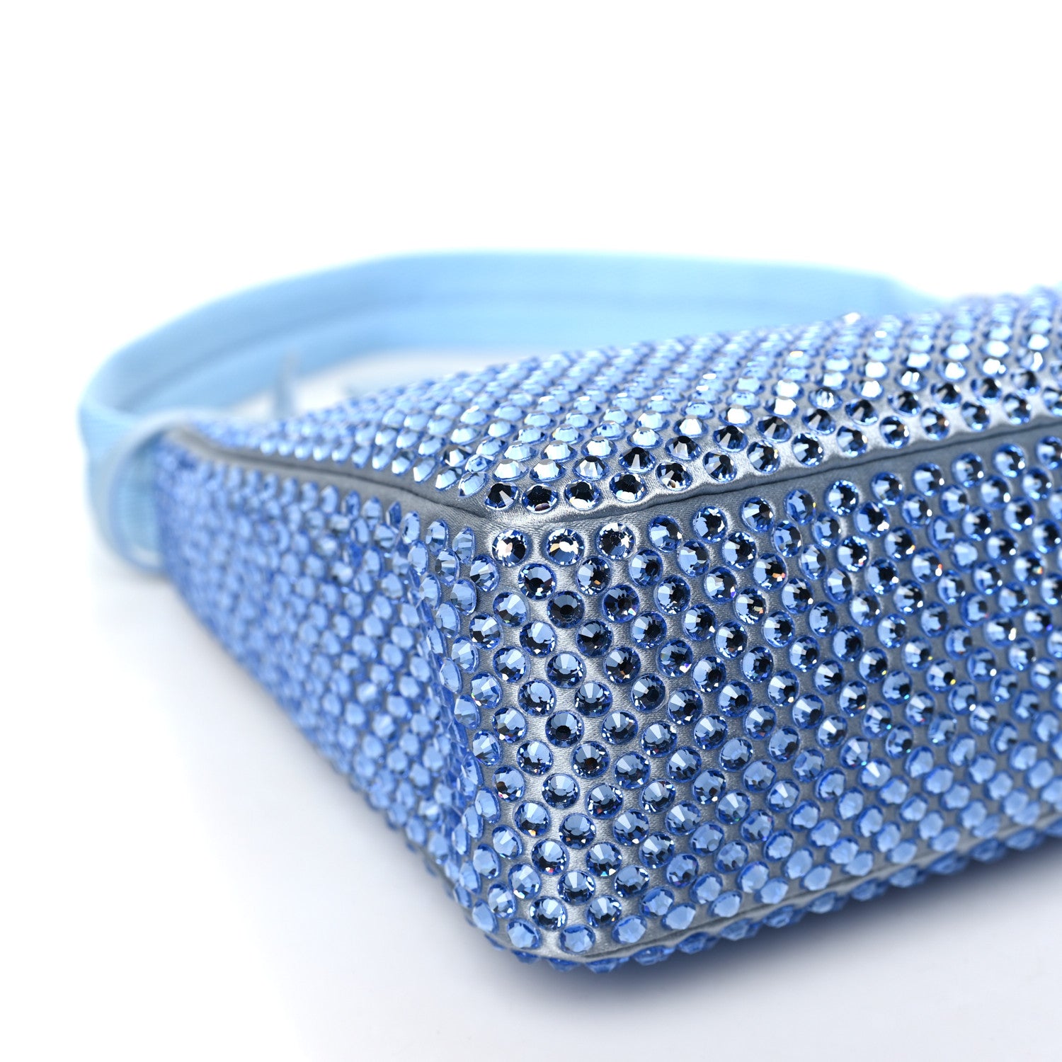 Prada Satin Crystal Mini Re-Edition 2000 Bag Celeste 9 of 11
