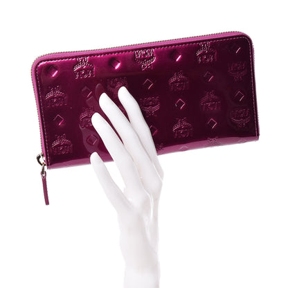 MCM Mongram Patent Large Zip Around Wallet Viva Lila 2 of 8