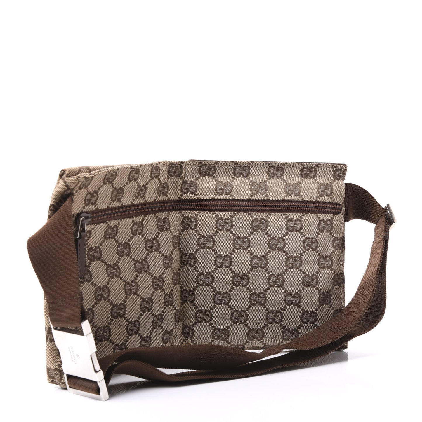 GG Monogram Double Pocket Belt Bag Dark Brown