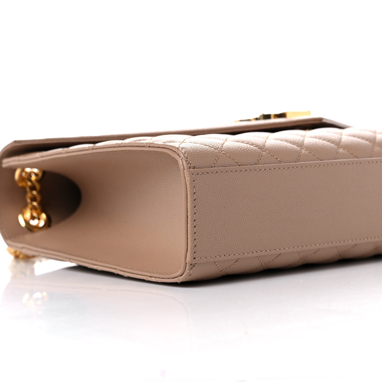 Saint Laurent Grain De Poudre Textured Mixed Matelasse Triquilt Large Monogram Satchel Natural Tan 5 of 9