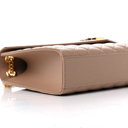 Saint Laurent Grain De Poudre Textured Mixed Matelasse Triquilt Large Monogram Satchel Natural Tan 5 of 9
