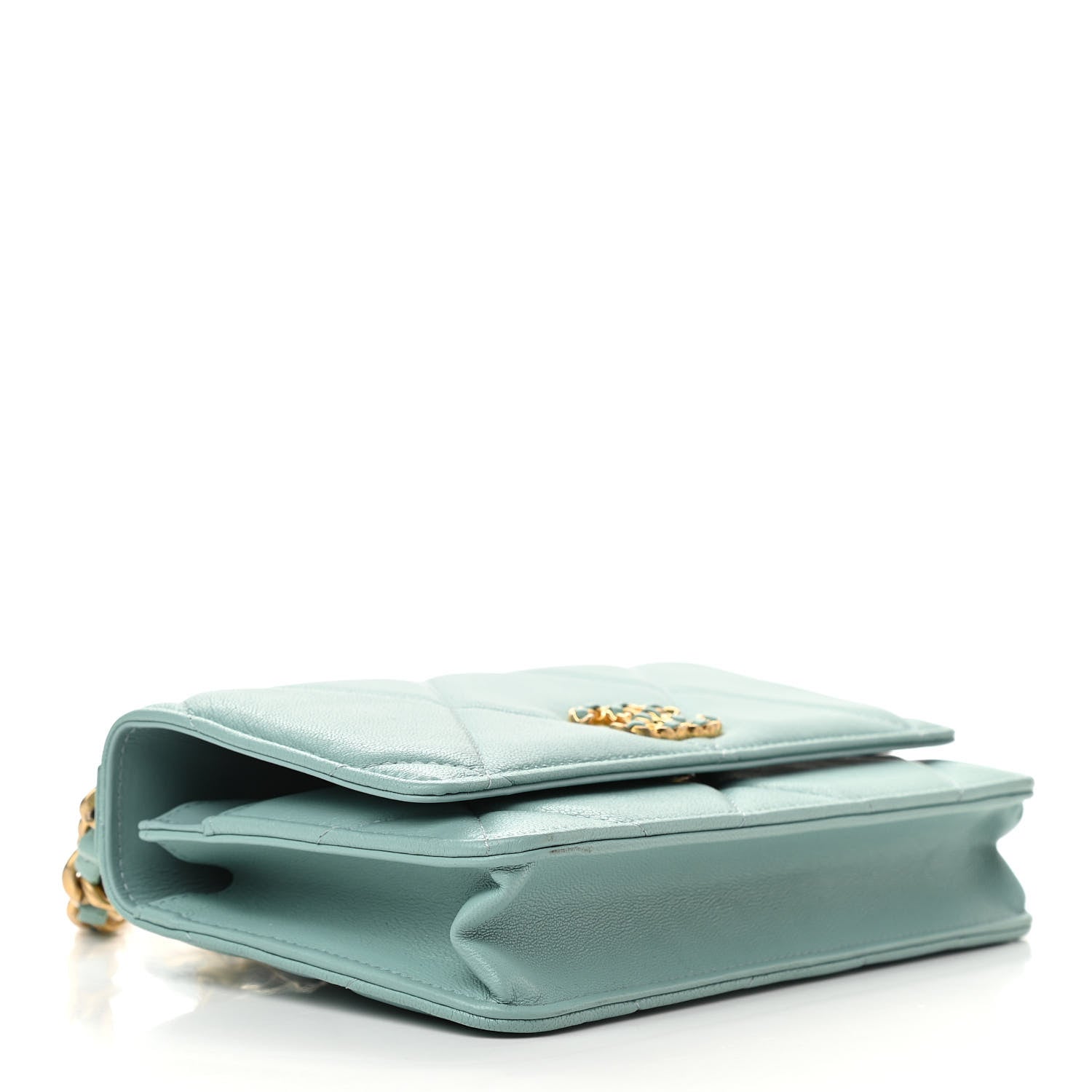 Chanel Lambskin Quilted Chanel 19 Wallet On Chain WOC Light Blue 4 of 13
