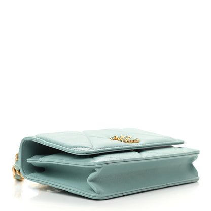 Chanel Lambskin Quilted Chanel 19 Wallet On Chain WOC Light Blue 4 of 13