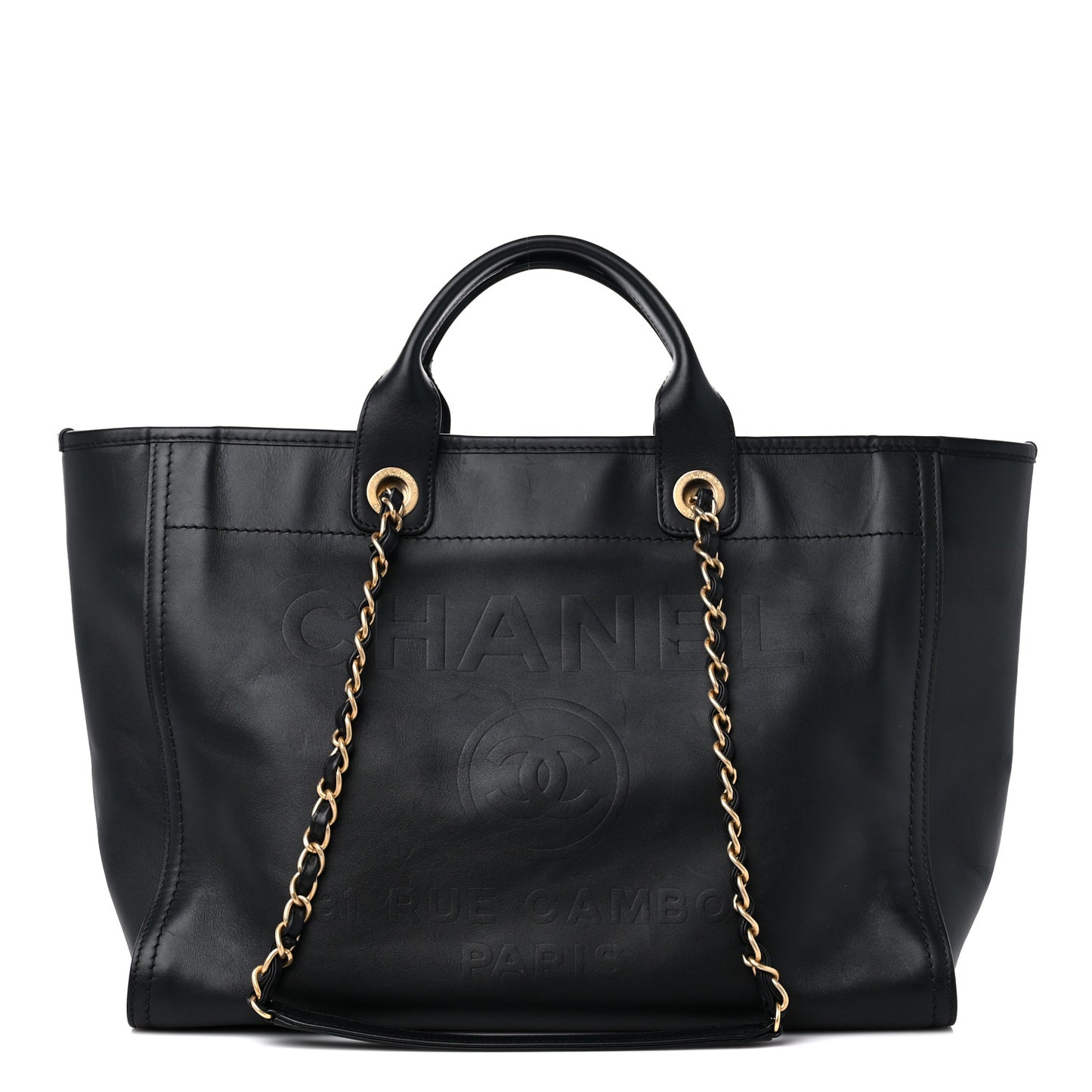 Calfskin Medium Deauville Tote Black