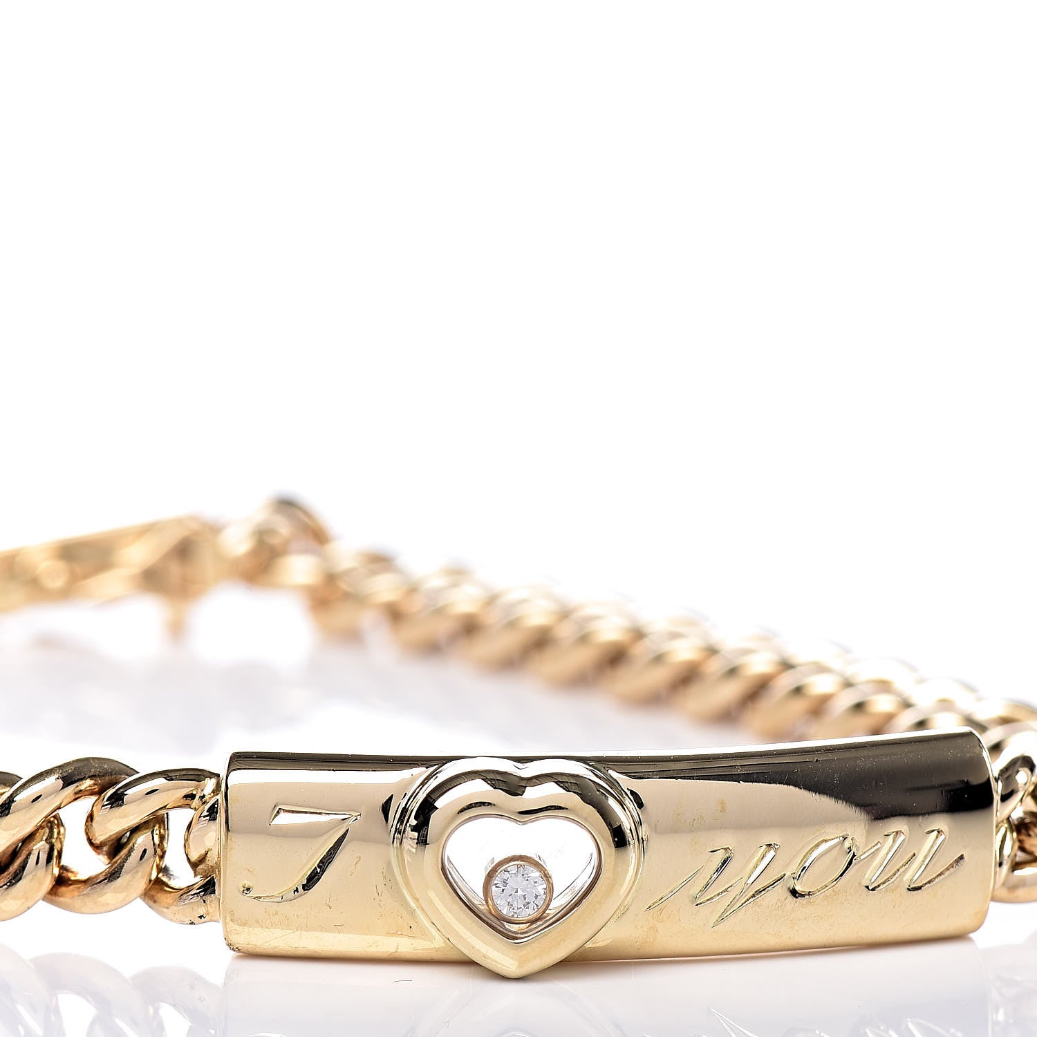 Chopard 18K Yellow Gold Diamond Happy Diamond Tag Chain Bracelet 4 of 5