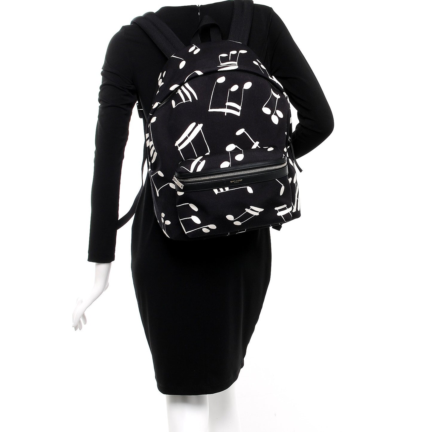 Nylon Twill Musical Notes City Backpack Black