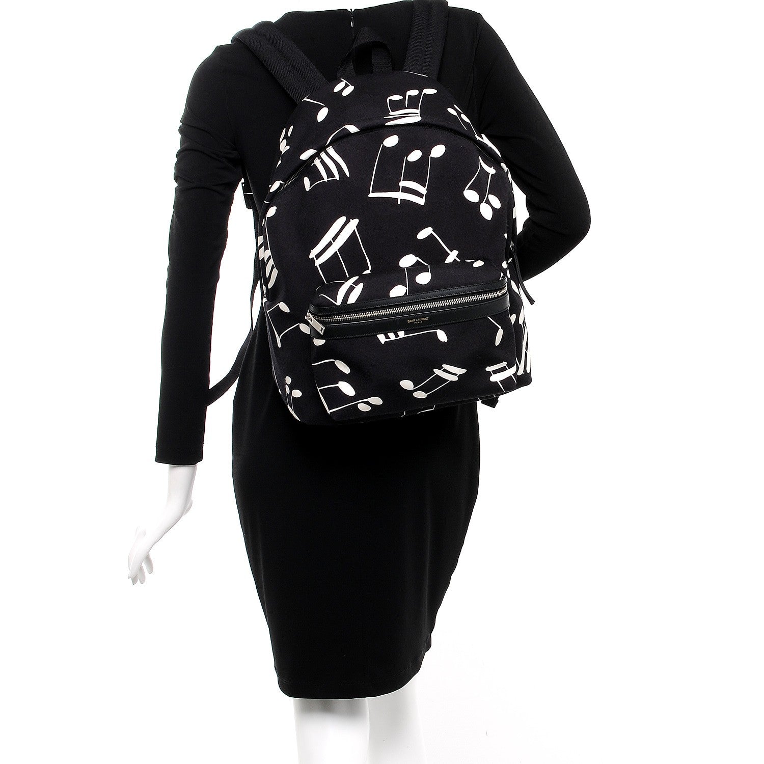 Saint Laurent Nylon Twill Musical Notes City Backpack Black 2 of 9
