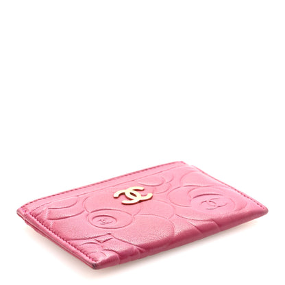 Chanel Lambskin Camellia Embossed Card Holder Fuchsia 4 of 8