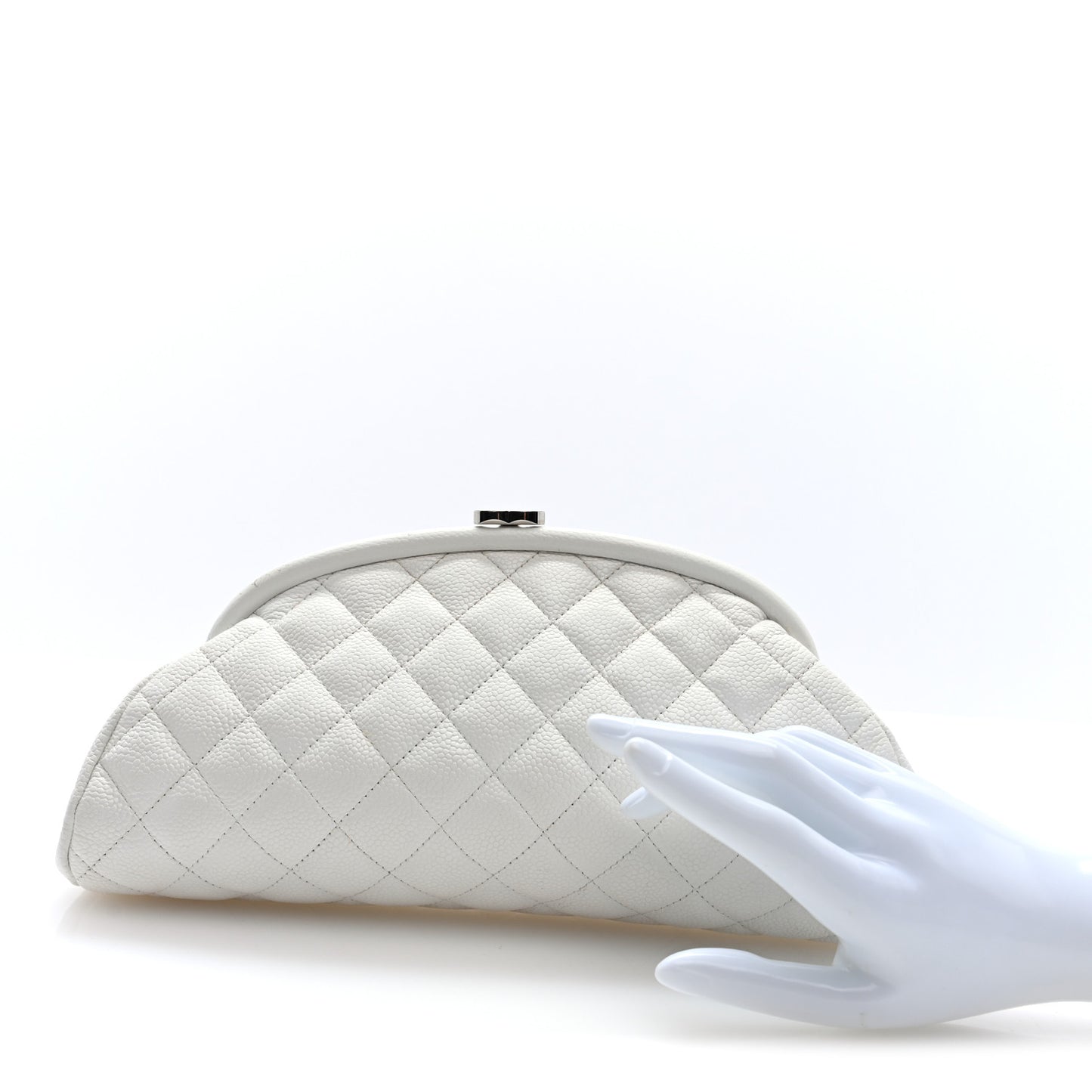 Caviar Quilted Timeless Clutch White