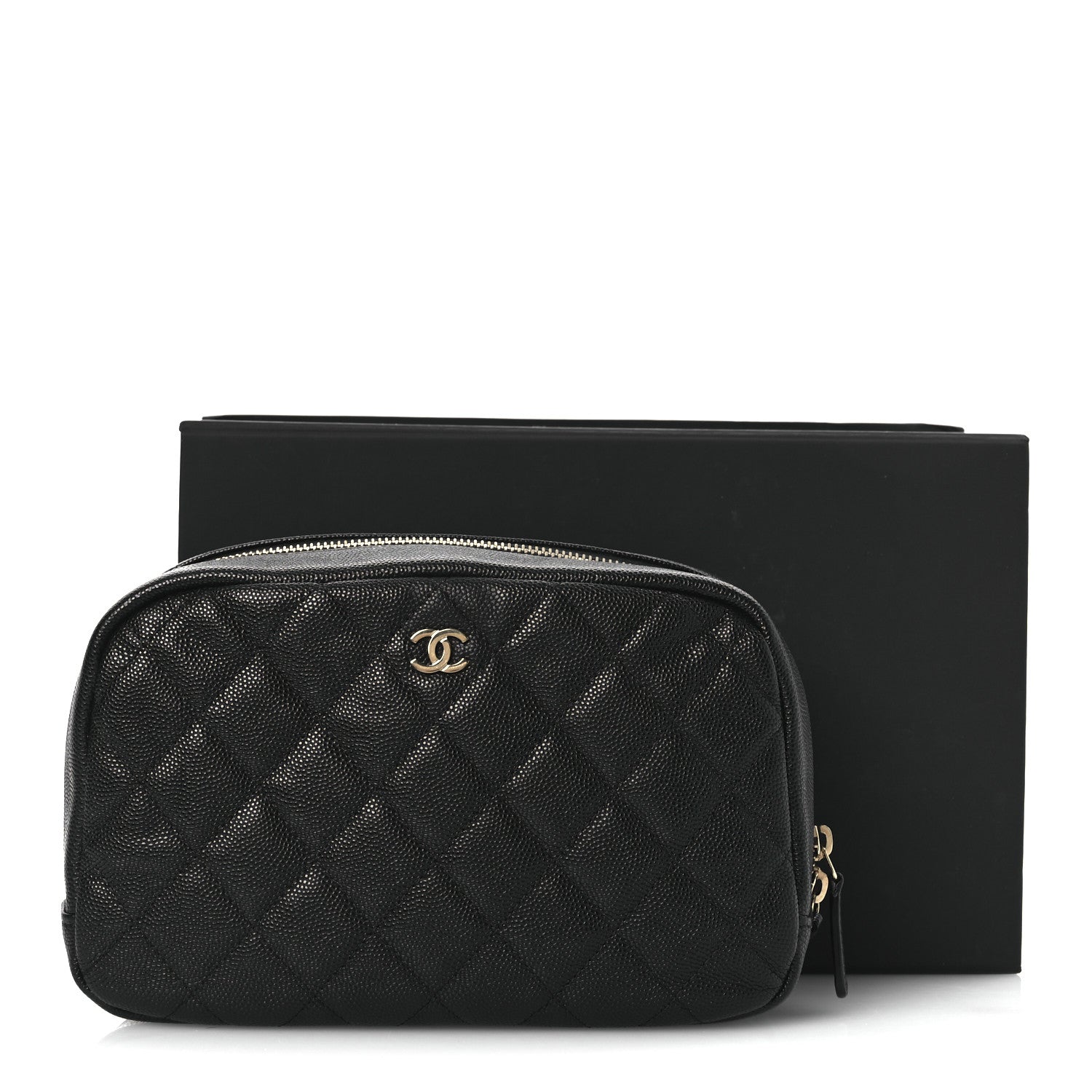 Chanel Caviar Quilted Medium Curvy Pouch Cosmetic Case Black 11 of 11