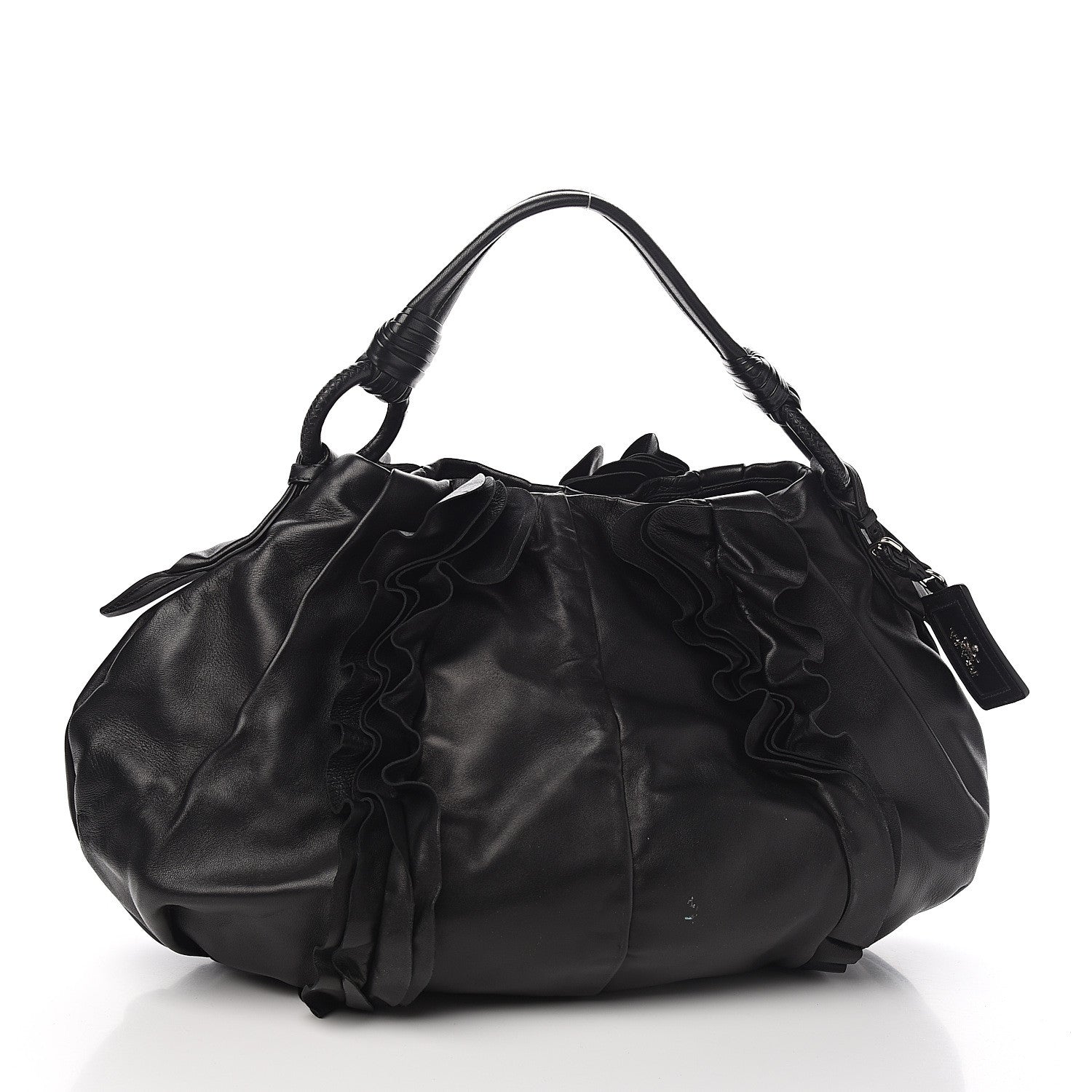 Prada Nappa Ruffle Bag Black 2 of 10