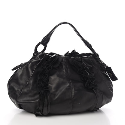Prada Nappa Ruffle Bag Black 2 of 10