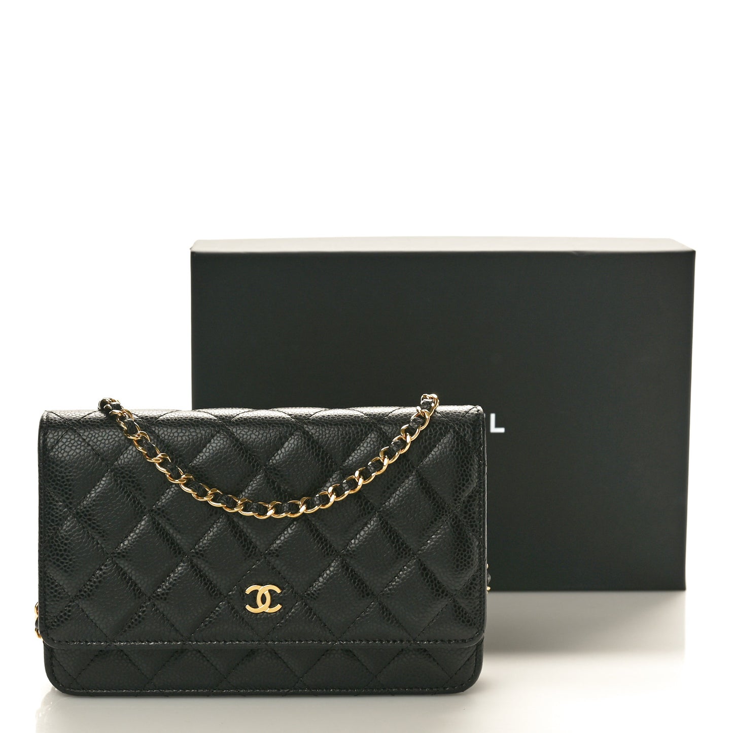 Caviar Quilted Wallet On Chain WOC Black