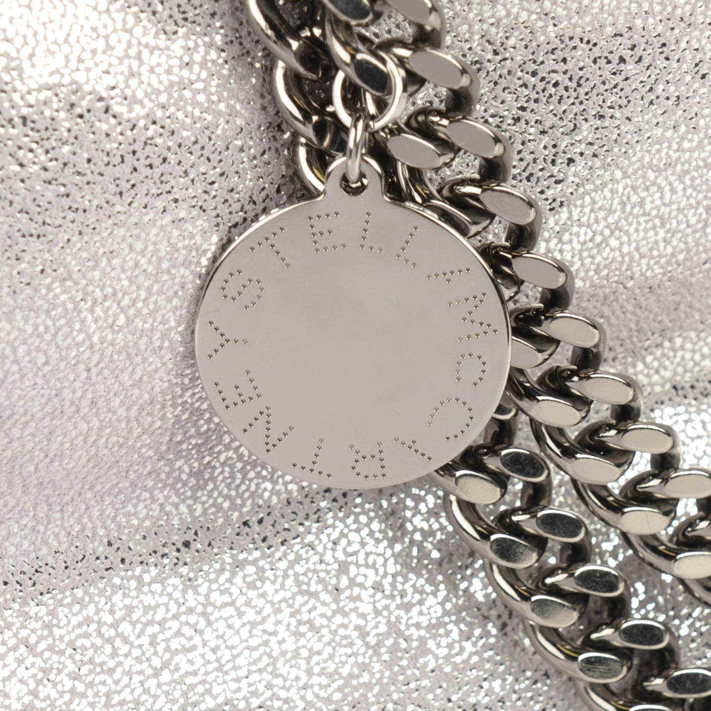 Shaggy Deer Falabella Fold Over Tote Silver