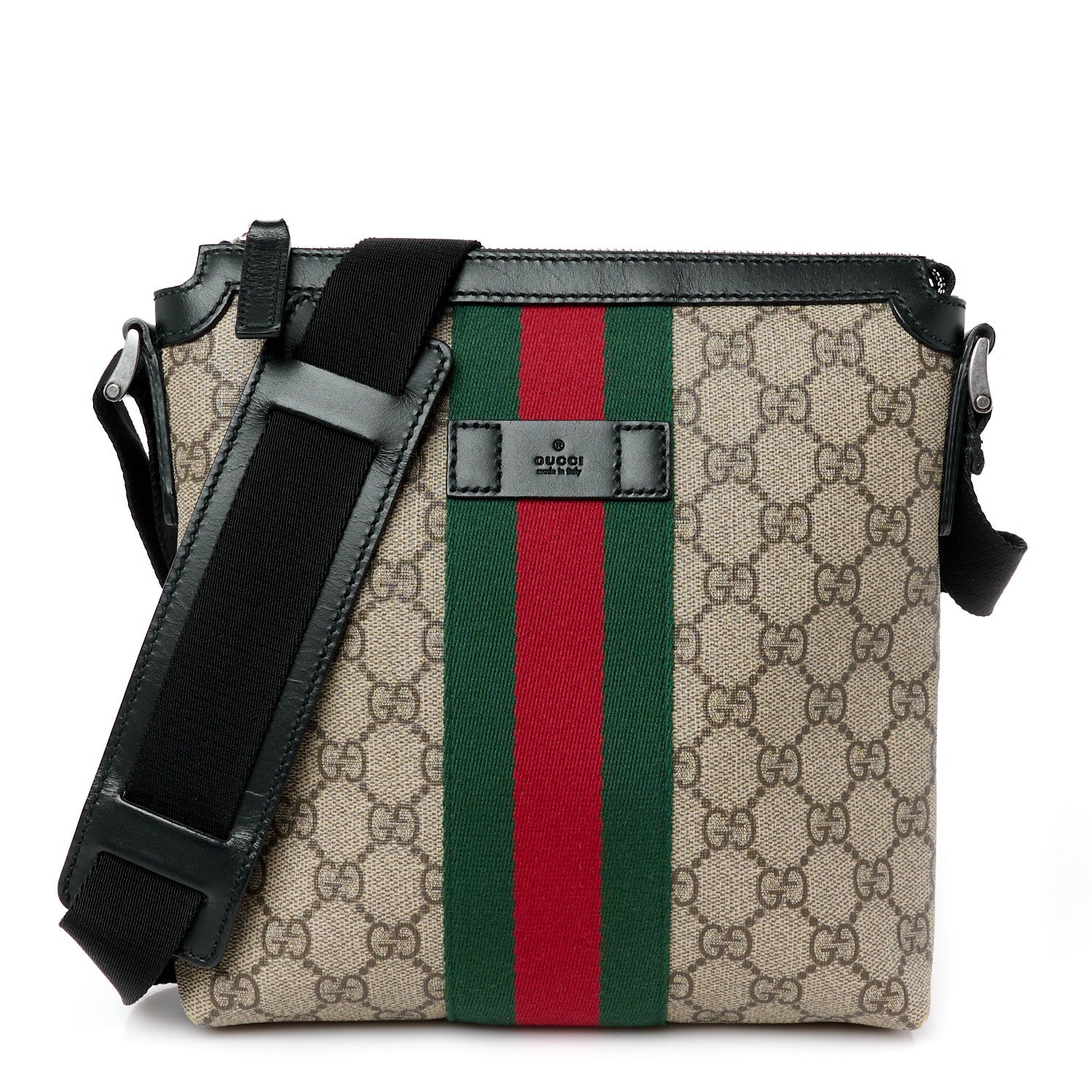 Gucci GG Supreme Monogram Web Messenger Bag Black 1 of 11