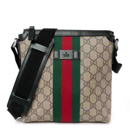 Gucci GG Supreme Monogram Web Messenger Bag Black 1 of 11