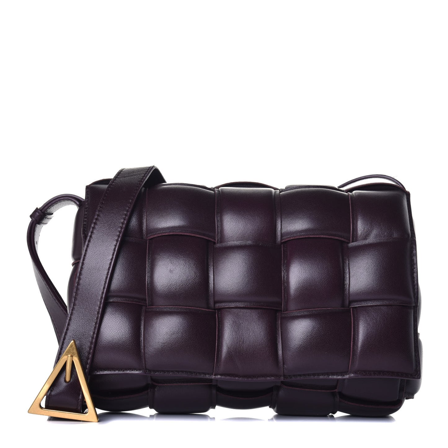Nappa Maxi Intreccio Padded Cassette Crossbody Bag Plum