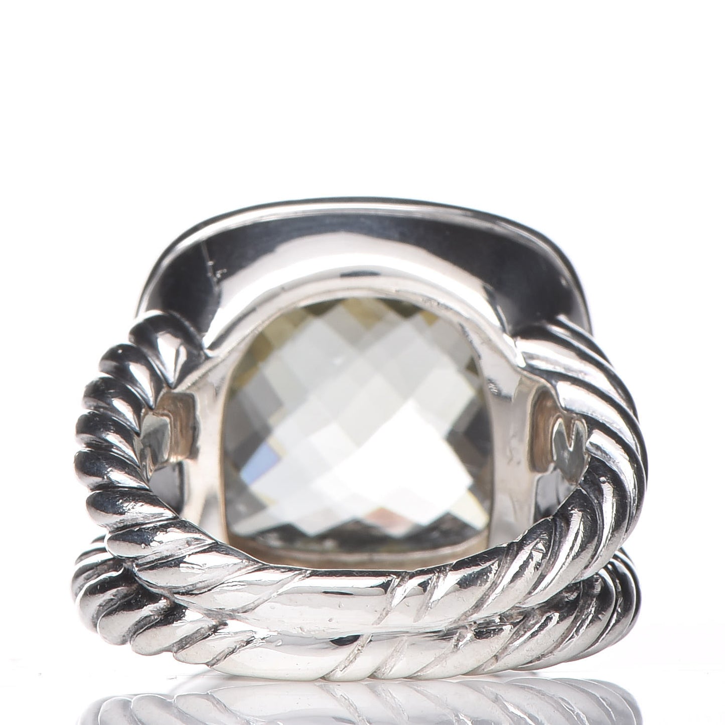 Sterling Silver Diamond Prasiolite 14mm Albion Ring 50 5.25