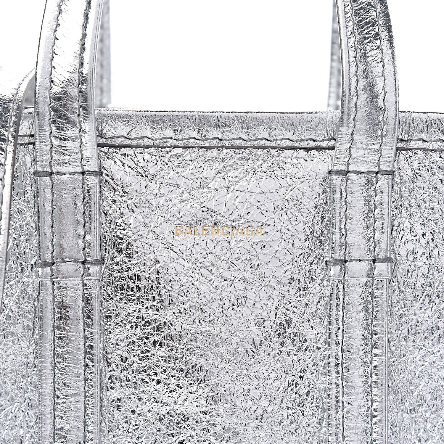 Balenciaga Metallic Calfskin XXS Bazar Shopper Tote Silver Hardware 9 of 9