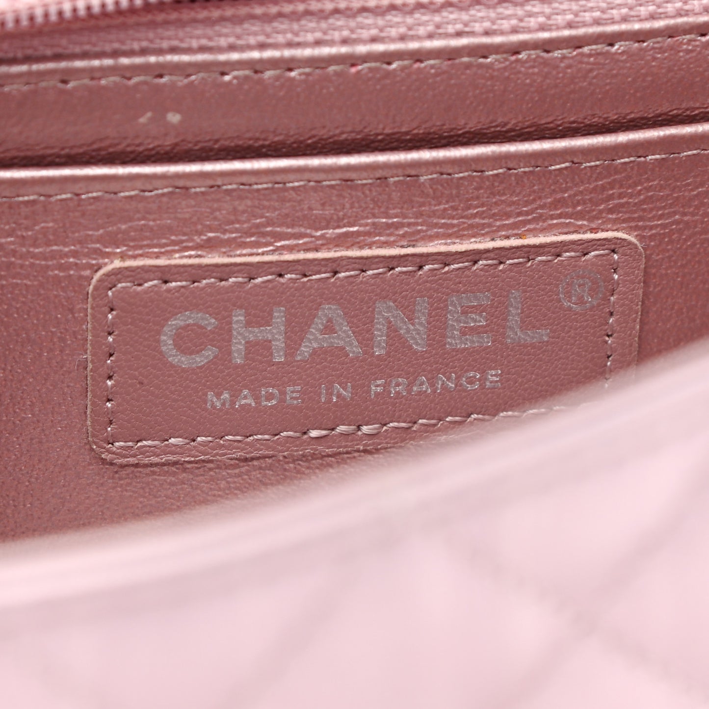 Metallic Calfskin Quilted Mini Rectangular Flap Pink