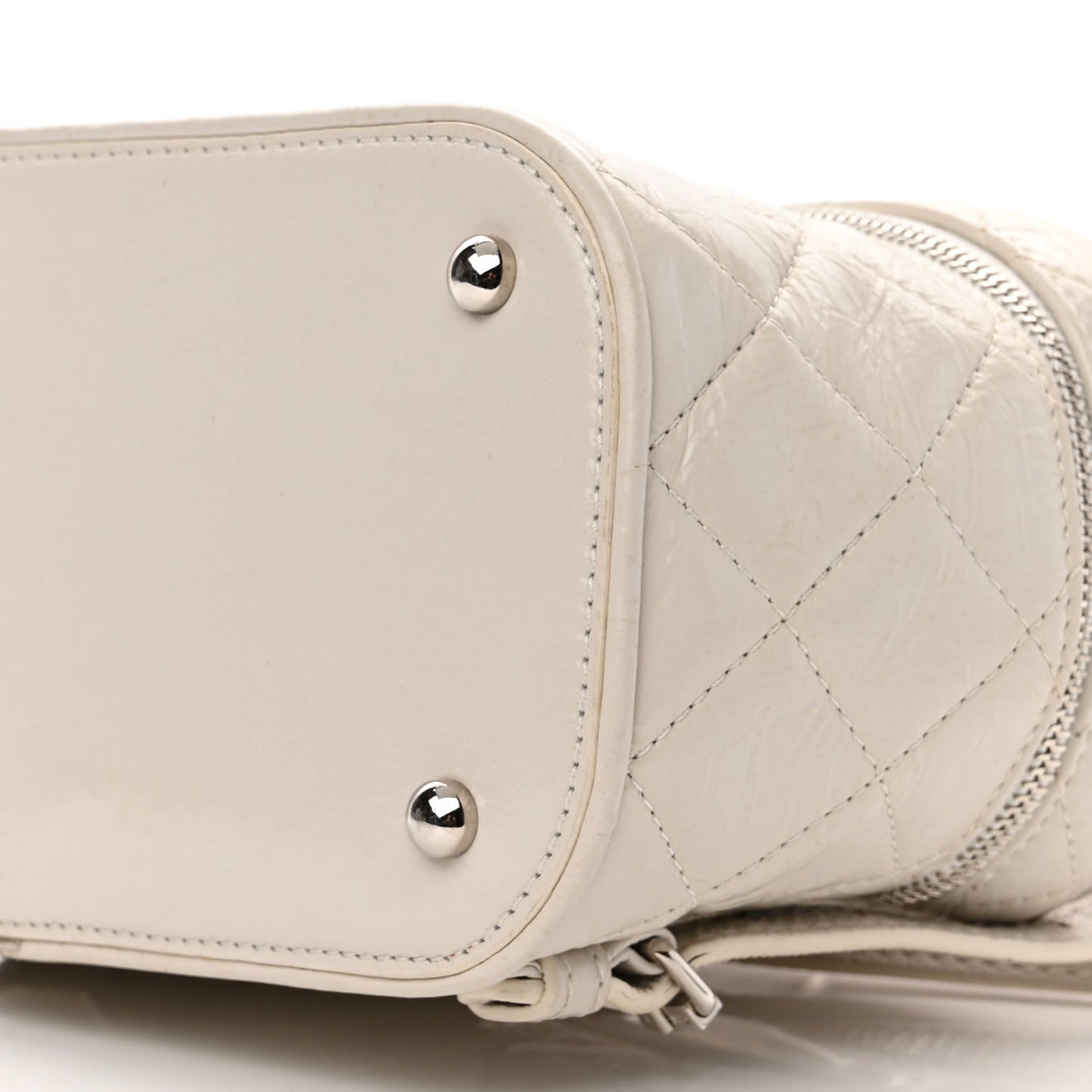 Crumpled Calfskin PVC Quilted Backpack White